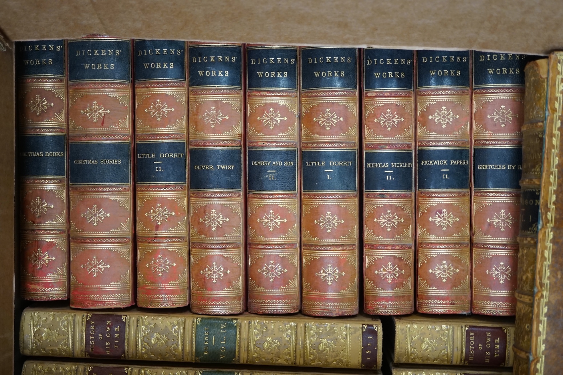 Dickens works (29 vols), History of His Own Time (6 vols) and Sacred and Legendary Art (1 vol)